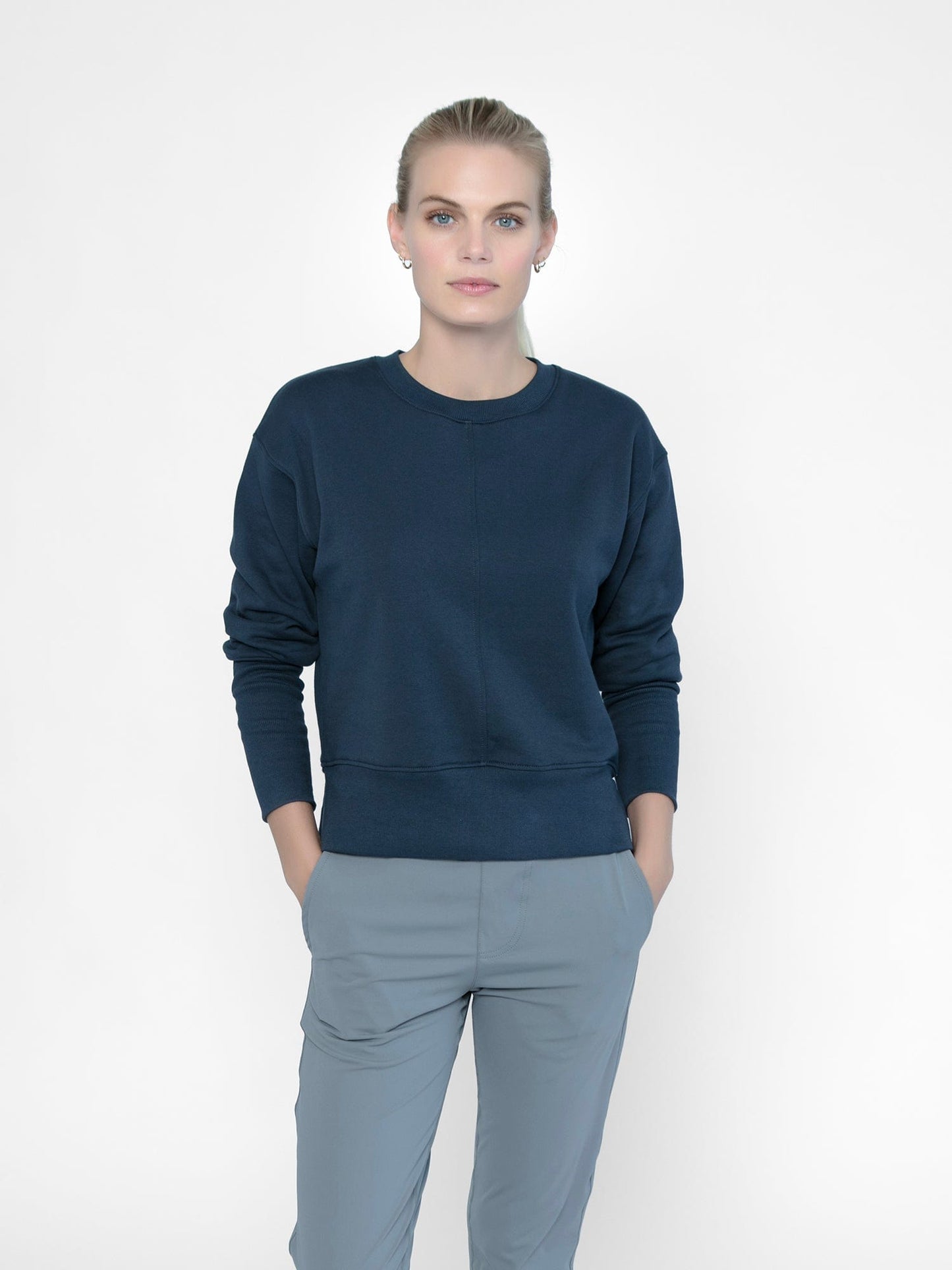 Inemergence Navy Blue / XS Pima Fleece Bishop Sleeve Crewneck Sweatshirt -