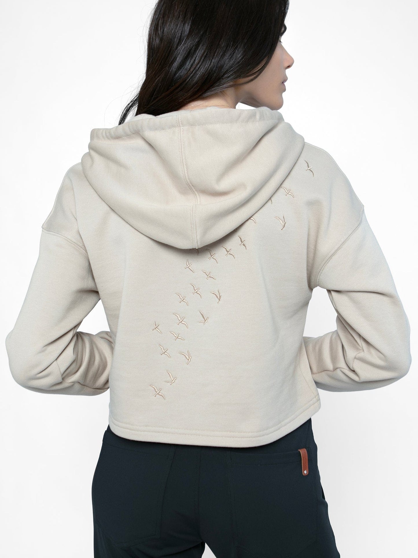 Inemergence Pima French Terry Cropped Hoodie - Beige-2