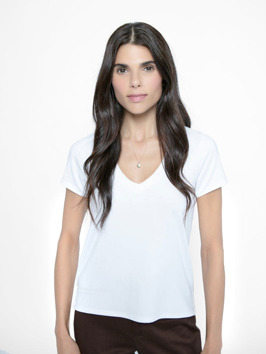 Inemergence White / XS Pima Easy V-neck Tee - White-2